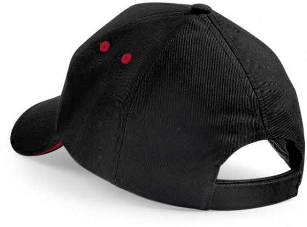 5 Panel Sandwich Kappe/Cap Schwarz/Rot